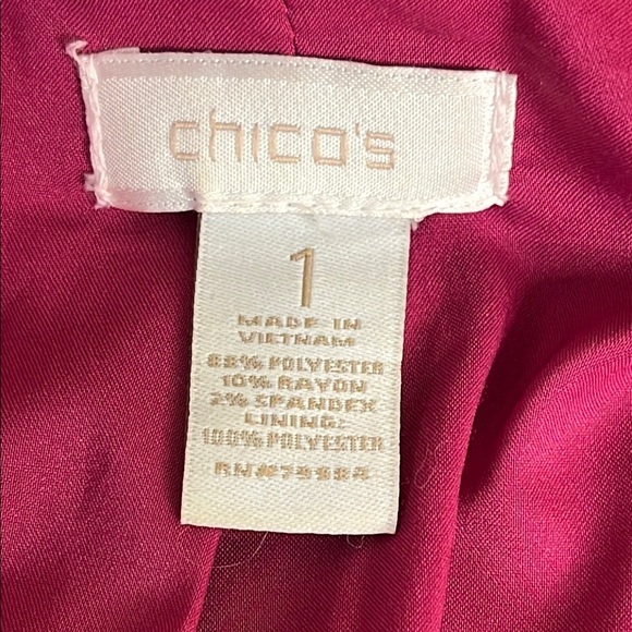 Chicos Pink dressy  front Pockets Hook and Eye closure collarless blazer jacket - Picture 3 of 15
